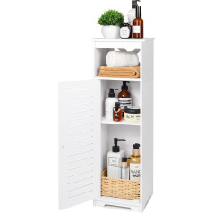 BHFOW Bathroom Floor Cabinet 1 Tier Single Door Freestanding Storage Organizer Hallway Entrance Cabinet Narrow Bathroom Shelf for Living Room Kitchen White