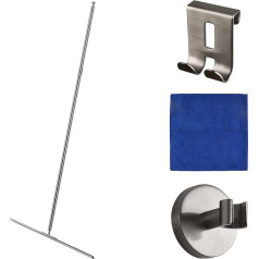 cocofy Floor Squeegee Shower Stainless Steel Floor Squeegee with Rubber Lip 45 cm Wide Water Squeegee Floor Squeegee 130 cm Long Shower Squeegee Long Handle with Microfibre Cloth Squeegee Shower Floor