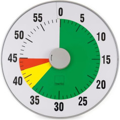 TimeTEX - Time Time Clock XL Silver with Traffic Light Disc Silent 60 Minutes Countdown with Visual & Acoustic Signal for Independence Contents: Battery-Operated Timer (Size: Approx. 32 cm Diameter)