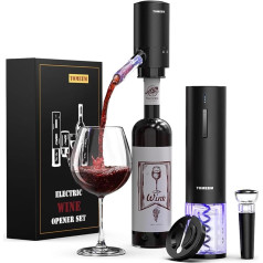 TOMEEM Electric Wine Corkscrew, Rechargeable 4-in-1 Premium Box with Aerator, Vacuum Wine Stopper, Foil Cutter, Wine Pourer, Corkscrew Electric for Home Bar and Outdoor Parties
