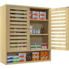 G TALECO GEAR Medicine Cabinet Wooden Organiser, Bathroom Cabinet with 2 Doors and Adjustable Shelves, Over the Toilet Cabinet for Bathroom (Natural)