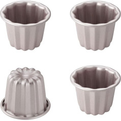 CHEFMADE Canele Form Cake Pan Set, 2.6 Inch 4 Pieces Non-Stick Cannele Muffin Baking Moulds Cupcake Pan for Oven Baking (Champagne Gold)