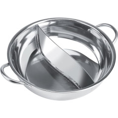 Thick Stainless Steel Hot Pot with Two Flavours and Induction Hob (30 cm)