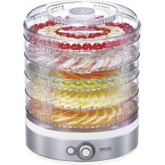 Silva Homeline DA 401 Dehydrator with up to 5 Levels, 500, Stainless Steel and Plastic, White/Stainless Steel