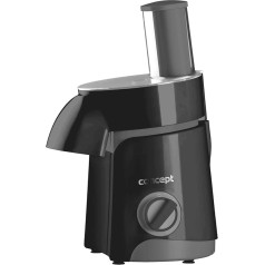 CONCEPT Hausgeräte ES1010 Electric Rasp Fresh Salad with Five Interchangeable Drum Inserts, Salad Preparation, French Fries Disc, Plug, Easy Maintenance, 80 dB, 200 W, Black