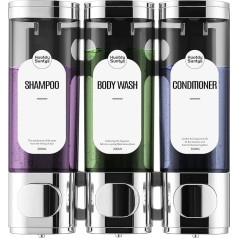 HUOTDY SUNTYS 3 in 1 Shower Soap Dispenser Wall Mounted Shampoo and Conditioner Dispenser Shower Dispenser No Drilling 3 x 300ml Shampoo Conditioner Body Wash Dispenser for Bathroom Kitchen Hotel