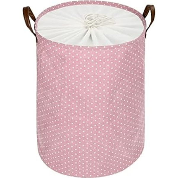 DOKEHOM 20 Inches (50.8 cm) Thickened Foldable Round Storage Laundry Baskets, Cotton, (Pink, L) Disposable