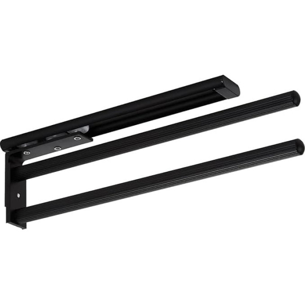 SOTECH TED Aluminium Towel Rail 2-Arm Black Matt (325-487 mm, Extendable, Rotatable) Telescopic Wall Towel Holder for Bathroom or Kitchen