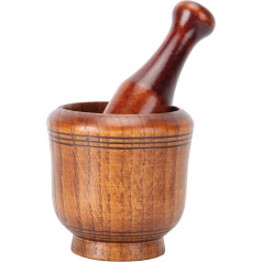 Wooden Mortar and Pestle, Kitchen Grinding Bowl, Manual Garlic Masher for Grinding Herbs, Spices, Pepper, Guacamole and Nuts