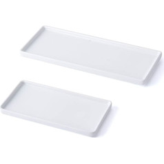 XINRUI Vanity Tray, 2 Pack Bathroom Sink Storage Tray, Ceramic Bathtub Tray, Organizer Cosmetic Holder for Tissue, Candle, Towel, Plant, Jewelry