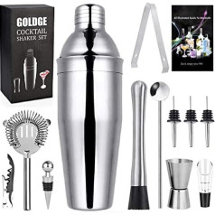 Goldge Cocktail Shaker - Pack of 12 - Professional Bartender 750ml Stainless Steel - Ideal for Bar, Home Mixing Drinks
