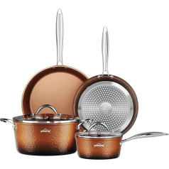 HOMELUX Pan Set 6 Pieces, Induction Pots Set with Lid, Non-Stick Coating, Forged Cookware Set, Cooking Pot Set for All Hobs