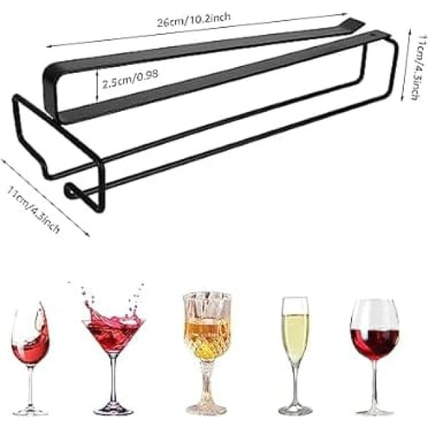 MIVIDE Pack of 4 Wine Glasses Holder, Wine Glasses Holder without Drilling, Wine Glass Holder Hanging for Home Bar, Kitchen, Bar, Restaurant (Black)