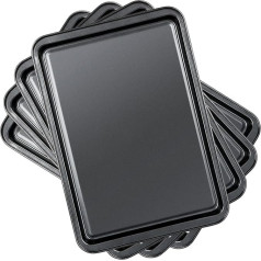 GOYADA Set of 4 Rectangular Baking Trays, Baking Tray 37 x 26 x 2 cm, Rectangular Oven Tray with Non-Stick Coating