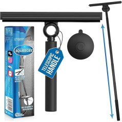 Telescopic Shower Squeegee Extendable up to 97 cm - Shower Cleaner Squeegee with Rubber Lip - Squeegee Shower Cleaner for Use as Shower Squeegee, Bathroom Glass Cleaner & Telescopic Window Cleaner