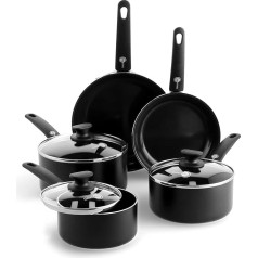 GreenPan Cambridge Healthy Ceramic Nonstick Cookware Set, 5 Pieces, Black