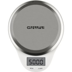 G3 Ferrari G20082 Electronic Kitchen Scale with Stainless Steel Plate 1g/5kg White