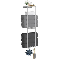 VOTZAAQ Towel Rail with Drilling, Brushed Nickel Towel Rail Bathroom, Towel Rail Bathroom 76 cm Guest Towel Holder Silver Towels Storage