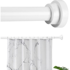 Curtain Pole No Drilling White Extendable Shower Curtain Rail 76-226 cm Telescopic Curtain Rail Non-Slip for Bathroom (Diameter: 25 mm)