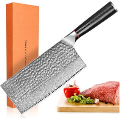 Damascus Knife Chopping Knife Chinese Chef's Knife 7 Inch 67 Layer Meat Knife Damascus Steel Kitchen Knife with Sharp Blade Professional Chef's Knife Damask Knife with Pakkawood Handle for Kitchen