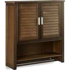 Relaxdays LAMELL Dark Brown Wall Cabinet, Bamboo Bathroom Cupboard with Towel Holder, 3 Shelves, 66 x 62 x 20 cm