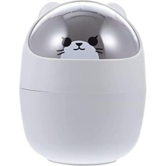 BESPORTBLE Mini Desk Trash Can, Cute Mini Trash Can with Lid Countertop Trash Bin Small Trash Bin for Desk, Car, Office, Kitchen, Grey