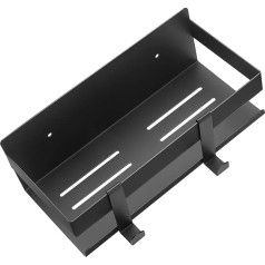 MEIJO Shower Shelf, No Drilling, Stainless Steel Shower Shelf with 2 Hooks, Rustproof Shower Basket, Shampoo Holder for Bathroom (Black)