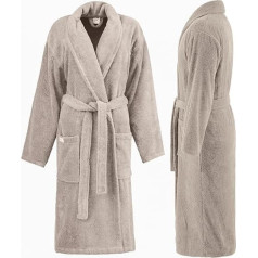 PandaHome Bathrobe for Men and Women Made of 100% Cotton, Dressing Gown Terry Towelling Cuddly, Sauna Gown Warm and Cuddly, Quick-Drying, Soft, Absorbent Bathrobes 400 g/m², beige