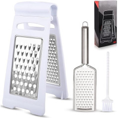 RNHDLY Pack of 2 Graters for Vegetables, 1 Folding Vegetable Grater and 1 Small Stainless Steel Kitchen Grater with Cleaning Brush, Stainless Steel Grater with 2 Grating Surfaces, Cheese Grater and