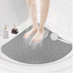 nky Non-Slip Corner Shower Mat:60 x 60cm Non-Slip Shower Mat with Drain - Soft PVC Loofah Anti-Mould Shower Mats Antibacterial