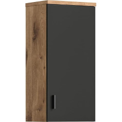 xonox.home Badezimmer Grado X2FB8721 Wall Cupboard in Front Grey with Deep Drawn Body Nox Oak Approx. 37 x 75 x 25 cm