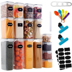 ZHYLUO Storage Jars Set, Airtight Storage Containers, Set of 16, Airtight Food Storage Containers, for Dry Food, Cereals, BPA-Free
