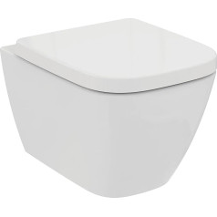 Ideal Standard Ideal Standard i.life S T542201 Toilet Pack Compact Wall-Mounted Flush Toilet with Soft Close Mechanism (RimLS+) Including Wrapover Soft Close Toilet Seat White