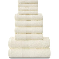 GC GAVENO CAVAILIA Gaveno Cavalia Toronto Cotton Towel Set with 4 Faces, 4 Hand and 2 Bath Cream, Pack of 10, Cream, 28 x 23 x 20 cm