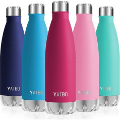 YATBO Stainless Steel Drinking Bottle, 500 ml / 750 ml Vacuum Water Bottle, 24 Hours Cold and 12 Hours Hot Thermos Flask, Insulated Flask for Sports, Running, Kids, School, Bike, Suitable for Carbonated Drinks, Yoga, pink, 750ml