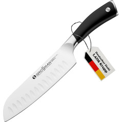 GROSSMAN® 003PF Santoku Knife 31.0 cm Ultrasonic Sharp Kitchen Knife German Stainless Steel Blade 17.7 cm with Ergonomic Handle 13.3 cm (235 g)