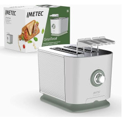 Imetec GranToast Toaster, 2 Extra Large Slots and Opening Tongs for Extra Thick Toast, 10 Browning Levels, Automatic Shut-Off Timer, Crumb Drawer, 600W