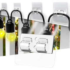 HomeMount Outdoor Fairy Lights Hooks - Large Nano Adhesive Hooks, Suitable for 5 mm Wire, Ideal for Patio, Fence, Home, Christmas, Halloween (24)