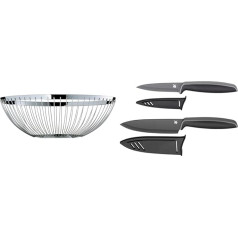 WMF Concept Fruit Basket Large 26 cm & Touch Knife Set 2-Piece Kitchen Knife with Protective Cover, Special Blade Steel Non-Stick Coating, Sharp, Chef's Knife, Vegetable Knife, Black