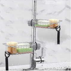 BROSEBEAQ 2 Stück Duschablage für Duschstange,Duschregal Edelstahl,Duschablage ohne Bohren,Duschablage zum Hängen,Duschkorb für Seife,Shampoo,Duschgel,Spülbecken Organizer,Badezimmer Regal für 18-27mm