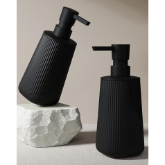 Uaniar 2 Pieces Hand Soap Dispenser Bathroom, Small Dish Soap Dispenser for Kitchen, Black Bathroom Soap Dispenser Set with Pump, Modern Soap and Lotion Dispenser Set, Matte Black, 2 Pack