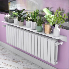 GXHYSW Radiator Shelf, No Drilling, Radiator Cover, White, Modern, Smokeproof, Dustproof, Aluminium Alloy Radiator Shelf with 5 cm Bracket for Storage and Decoration, 35 cm