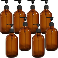 SENENQU 8 Stück 500 ml Pumpflaschenspender, nachfüllbarer leerer Seifenspender mit Pumpe, Kunststoff-Lotion-Flüssigkeitsspender, Flaschenbehälter für Shampoo, Conditioner, Badezimmer, Küche, Braun