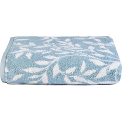 Dreams & Drapes Blue Leaves Bath Towel (70 x 130 cm) 100% Cotton Soft and Fluffy Vintage Botanical Towel in Blue, Blue Floral Blue Floral Blue Bath Towel/Bath Sheet