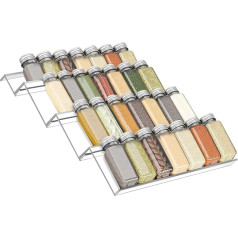 Spice Rack Drawer, Spice Organiser Made of Acrylic, Transparent, 33.5 cm, Kitchen Organiser, 4 Levels, Adjustable Kitchen Drawer Organiser with Non-Slip Patches
