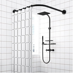 Shower Curtain Rail Curved L Shape Bathtub Stainless Steel Shower Rail Corner Bathtub Stainless Steel Telescopic Rod Corner Shower Rail for Changing Room 90 to 130 cm x 90 to 130 cm