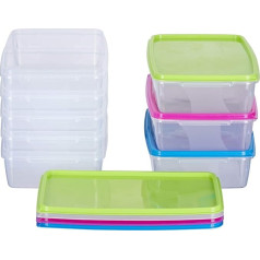 MiraHome Freezer Containers 8 x 1 L Rectangular Colourful - Storage Jars with Lid Airtight - Transparent Food Storage Containers with Lid - Kitchen Storage Box for Mealprep & Organisation - Austrian