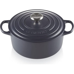 Le Creuset Signature Cast Iron Casserole, Round, 24 cm, Navy Blue
