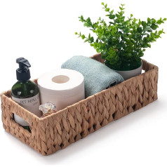 Bathroom Baskets Storage for Toilet Paper Water Hyacinth Storage Basket Towel Basket Braided with Handles 36 x 16.5 x 9.5 cm