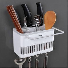 Hosoncovy Utensil Wall Holder Countertop Cutlery Dryer Utensil Holder Cutlery Drainer Tableware Holder Box Table Top Separate Fork Chopsticks Kitchen Storage Cutlery Utensil Organiser (Grey)